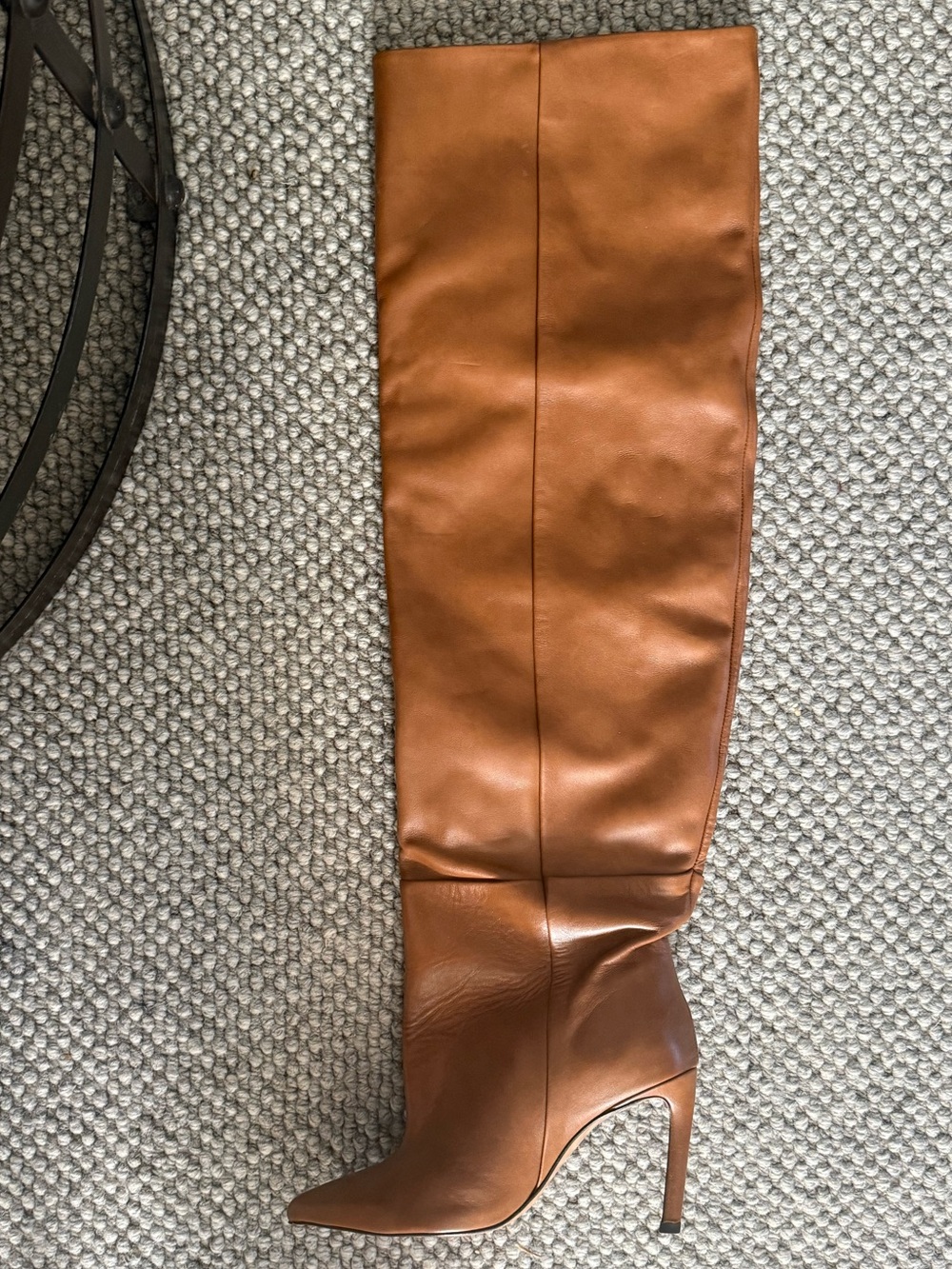 NEW Tall Slouchy Knee-High Leather Boots in Brown cognac bovine leather soft